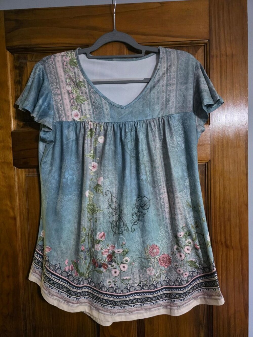 Womens Ruffle Sleeve Tunic Top, Size Large, - Picture 3 of 9